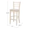 International Concepts Emily Bar Height Stool, 30" Seat Height, Unfinished S-6173 - alternate 6